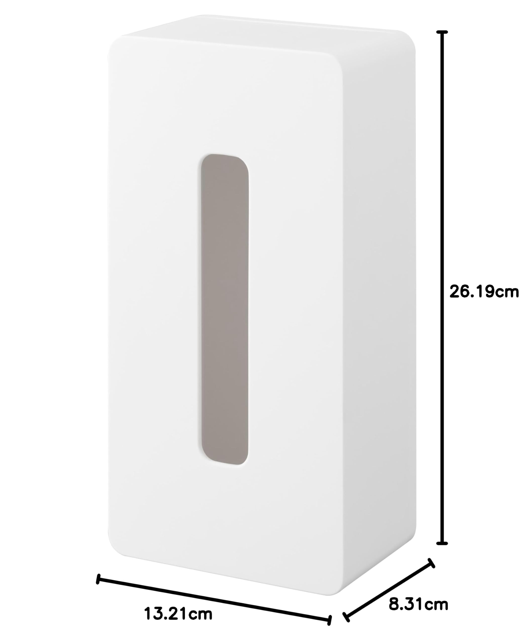 Yamazaki 5587 Tower pudełko na chusteczki higieniczne, białe, żywica ABS/poliwęglan/Pet/poliuretan, minimalistyczne, 13,2 x 26,2 x 8,3 cm