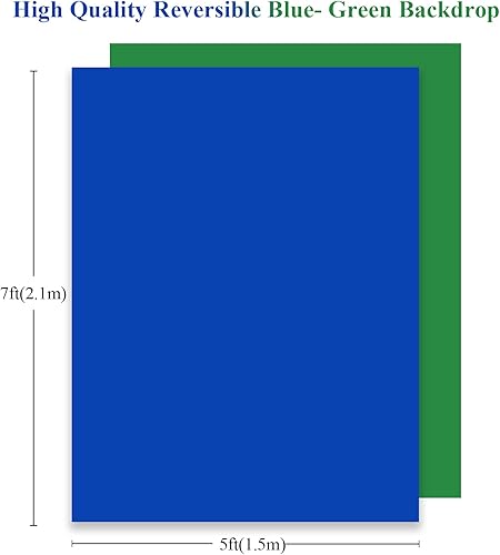 Miniatura 2 de KUKUSOUL KUSKX002 - Telón de fondo azul verde 2 en 1 reversible de 5 x 7 pies, color azul y verde, para fotografía, juegos y transmisión en vivo