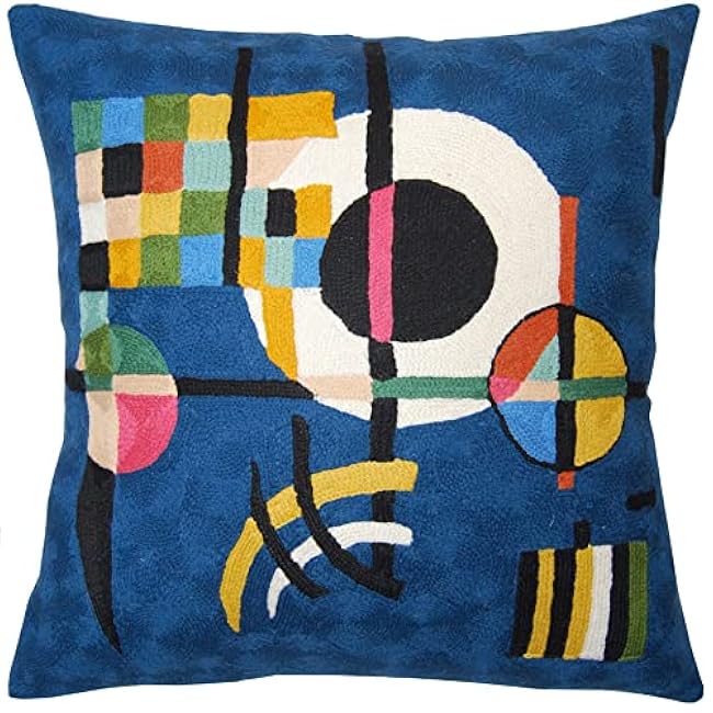 Kandinsky Modern Throw Pillow Cover - Cosmic III | Abstract Pillow | Modern Couch Pillow | Contemporary Pillows | Outdoor Pillow | Mid Century Chair Cushions | Handmade Wool Size 18x18