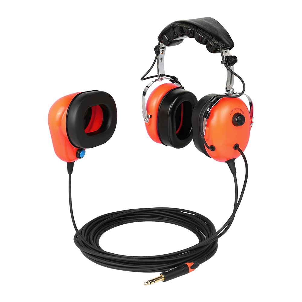 Auriculares de aviación con micrófono con cancelación de ruido, botón PTT, cómodas almohadillas para los oídos, cable recto de 25 pies con enchufe