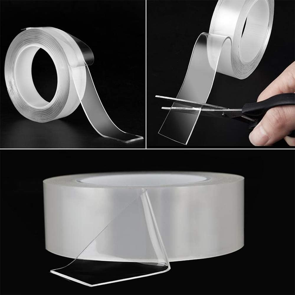 HILINGBORA Double Sided Traceless Washable Nano Tape Reusable Clear Double Sided Anti-Slip Nano Gel Pads,Removable Sticky Stips Grip (9.84 ft (3m) Long-1.2 inches (3cm) Wide)