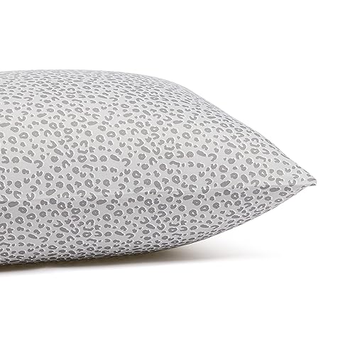 Image of Amazon Basics Lightweight Breathable Super Soft Microfiber 4-Piece Bed Sheet Set,Wrinkle Resistant with 14-inch Deep Pockets,Queen,Gray Cheetah,Printed,(Pack of 4)
