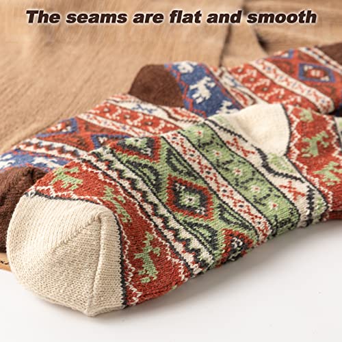 Image of IIG 5 Pairs Women's Vintage Style Thick Wool Warm Winter Crew Socks