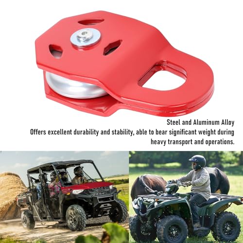 Heavy Du Winch Seilrolle – roter Stahl und Aluminiumlegierung, 15 mm maximaler Seildurchmesser für LKW, Traktor, ATV, UTV, Seilwinde Zubehör