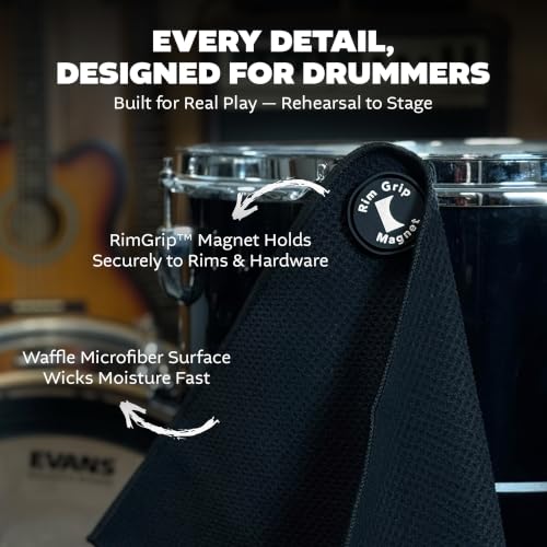 Image of KickBlock Standard Drum Rug with Drummer Towel & Stabilizers - Stage Black