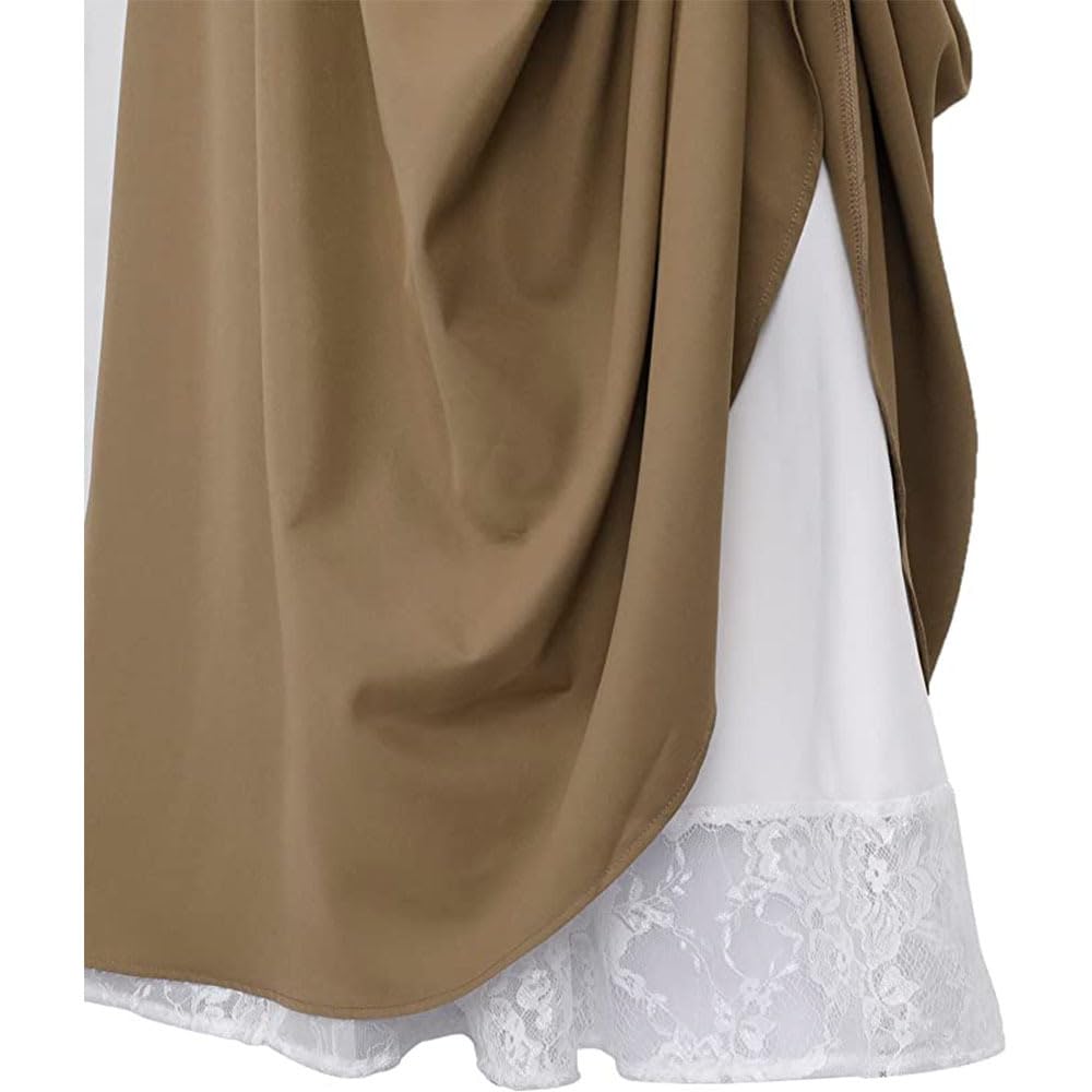CAMDOM Gonna Rinascimentale da Donna Medievale con Elastico in Vita A-Line Gonna a Doppio Strato in Pizzo Lungo Abito Vittoriano
