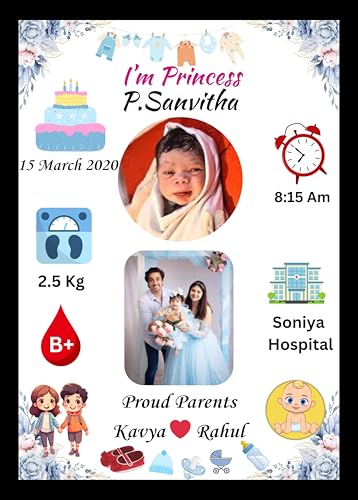 Image of A4 Size Wooden Customized Personalized Photo Frame|Wedding|Birthdays|Baby Frame Customised Gift Photo Frames 12x8 Inch II Birthday Photo Collage Frame, Decorative Wall Art (FRAME 133)
