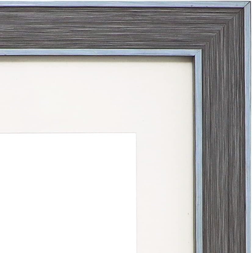 Isaac Jacobs 11x14 (Matted 8x10) Brown w/Blue (Vertical & Horizontal) Double Border Picture Frame, Wall-Mountable, Made for Photo Gallery and Wall Art, Home or Office (11x14, Brown W/Blue)
