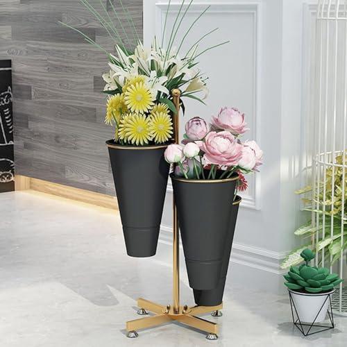 Présentoir de fleurs en métal durable avec seaux amovibles