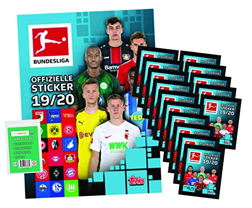 Preisvergleich Produktbild Topps Bundesliga Sticker 2019 / 2020 - Album + 15 Tüten ( 75 Sammelsticker ) + stickermarkt24de Sleeves