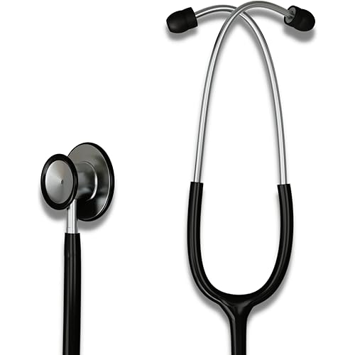 HCS Black Stethoscope - Classic Lightweight, Medical, Dual Head Stethoscope for Nurses, Students, Home - 22 inch Tubing