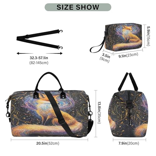 Weekender Bags Travel Duffel Gym Bag Fox Carry on Overnight Tote Bag with Toiletry Bag for Airplane Travel Trip Gym Yoga3