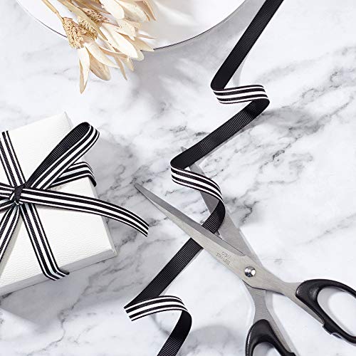Ph Pandahall 100 Yards 3/8" Stripe Styles Ribbons Grosgrain Satin Fabric Ribbon For Gift Wrapping Floral Arrangements Hair Bows Sewing Wedding Party Decoration - Black & White #TOP5