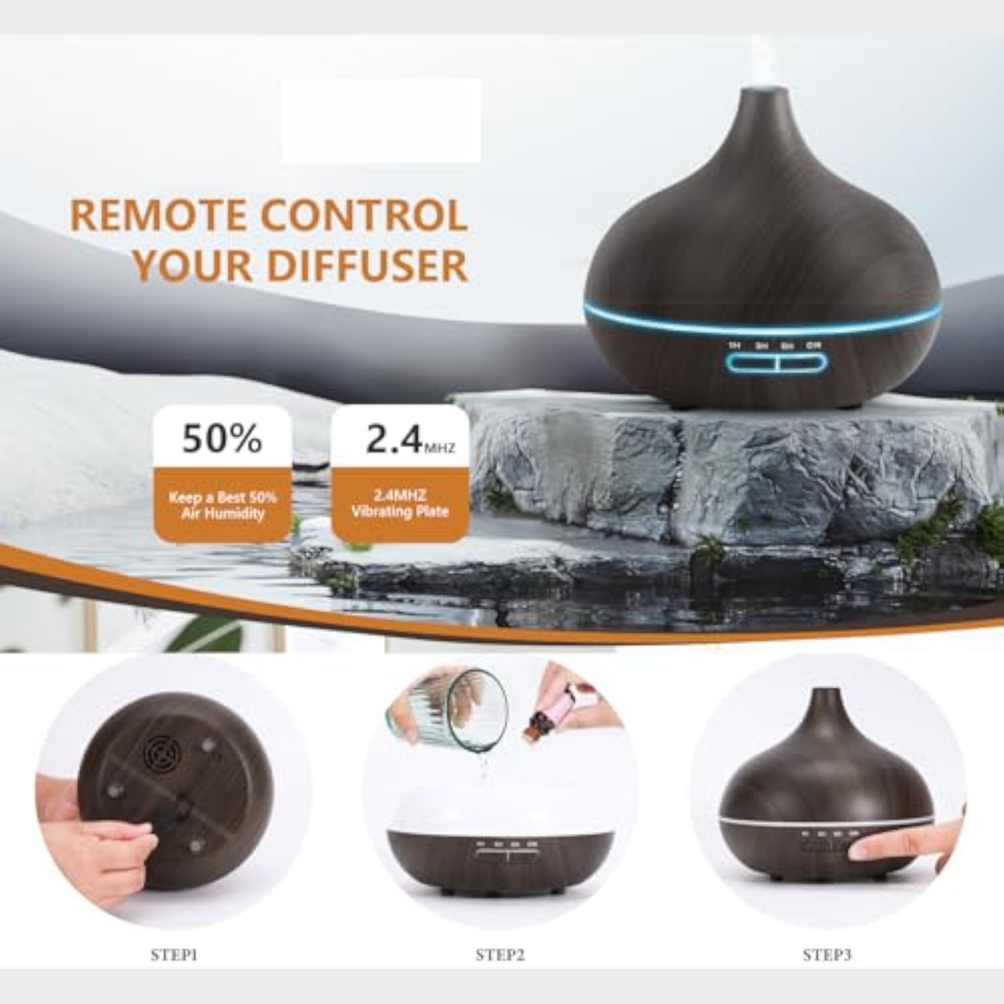 Premium 5 in 1 Ultrasonic Aromatherapy Scented Oil Diffuser, Gift