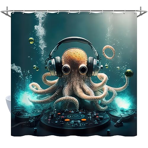 Amrgik Octopus Shower Curtain, with 12 Shower Curtain Hooks Funny Shower Curtains, Unique Shower Curtain for Bathroom 72x72 Inches Blue Shower Curtains (Octopus) Amrgik Octopus Shower Curtain, with 12 Shower Curtain Hooks Funny Shower Curtains, Unique Shower Curtain for Bathroom 72x72 Inches Blue Shower Curtains (Octopus)