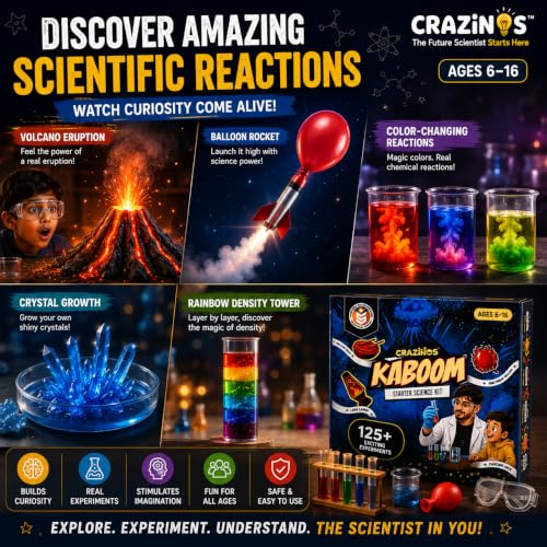 Image of Kaboom School Science Kit with 125+ Experiments | STEM Learning & Educational Toy Birthday Gift for Boys & Girls | Age 4-16 Years