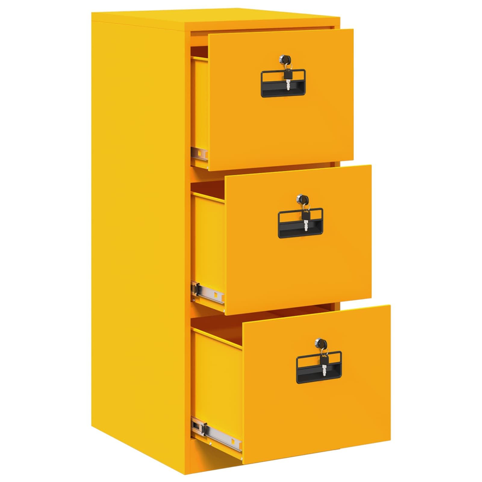Gecheer Armadio per File, Mobile Archivio con 3 Cassetti, Struttura in Acciaio, Design Moderno 44x50x106.5 cm Giallo Senape per Ufficio e Studio Professionale