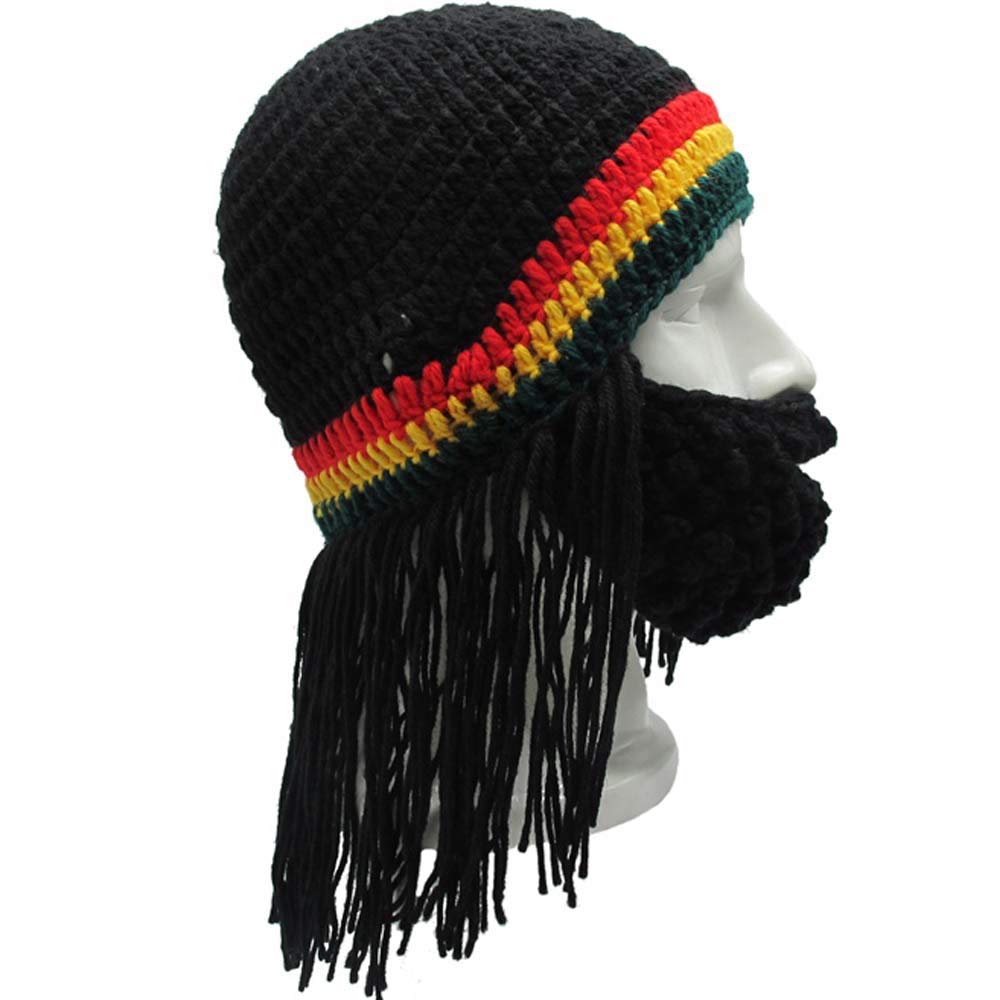 Knitted Long Braid Hat African Dreadlocks Cap Beanie Funny Beard Cap