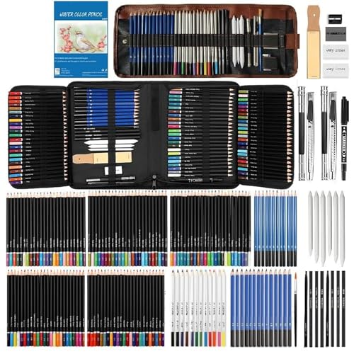 Image of Corslet 184 Pc Art Pencil Supplies Artist Drawing Kit Sketch Set Shading Pencil Set Including Graphite Pencil Sketch Kit Drawing Watercolours Oil Pastel Colour and A5 Sketchbook