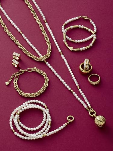 Collier Clip & Mix Christa en perles blanches et acier doré