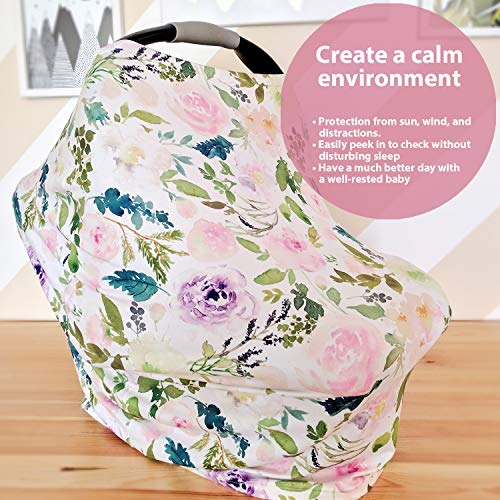 Premium Soft, Stretchy, and Spacious 4 in 1 Multi-Use Cover for Nursing, Baby Car Seat, Stroller, Scarf, and Shopping Cart - Best Gifts by Pobibaby (Allure) - Image 3
