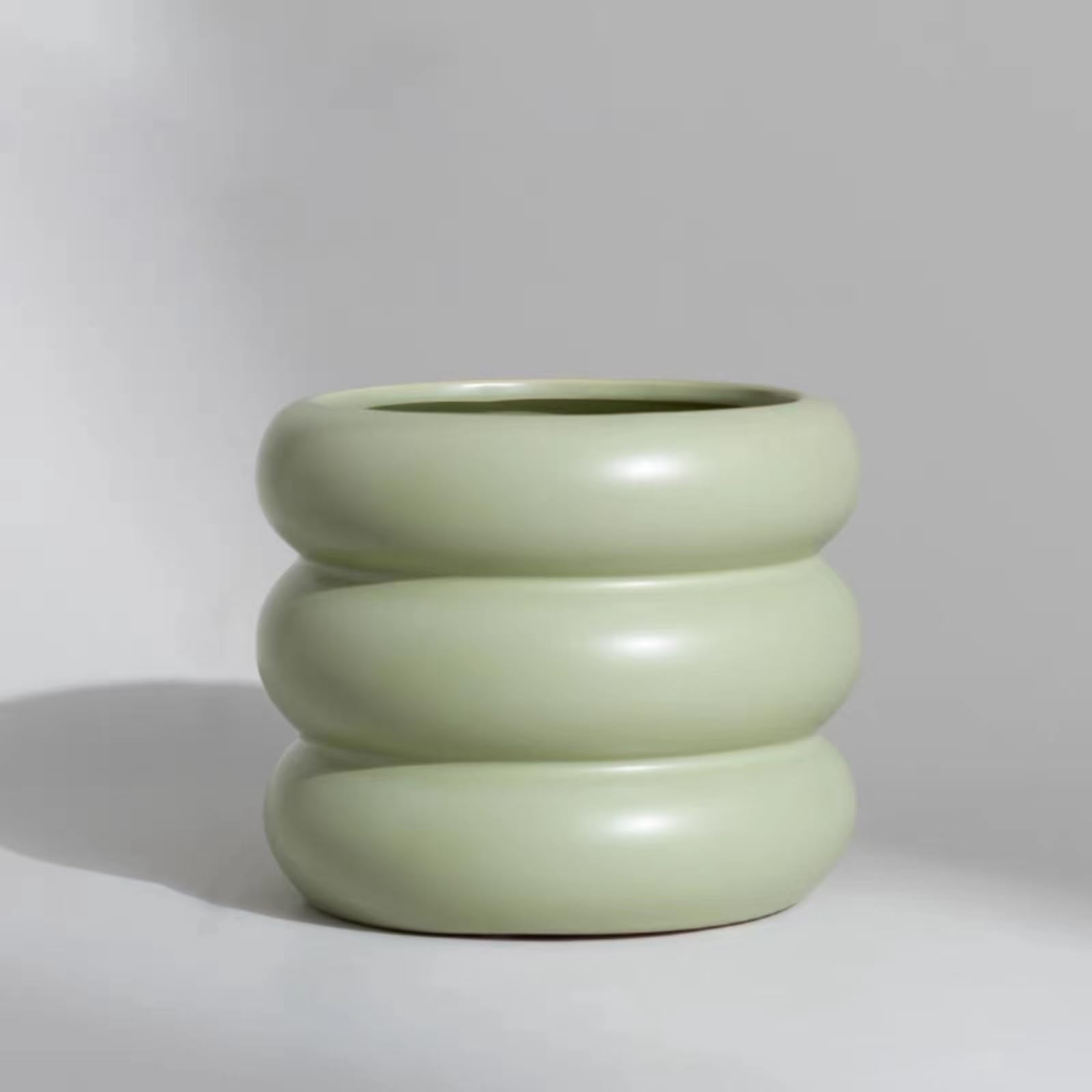 SANDYBAYTAS Ceramic Plant Pot Indoor, 4.5 Inch Flower Pot with Drainage Hole, Small Bubble Design Ceramic Planter for Home & Office Decor (Green)