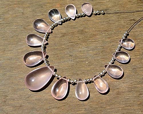 Quartz rose briolettes polies de qualité LKBEADS 20x13mm pour joaillerie fine