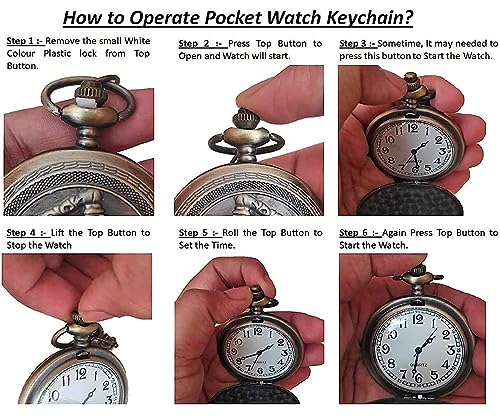 Image of AUGEN Premium Pocket Watch Metal Keychain Naruto 5 Retro Vintage for Gifting With Key Ring Anti-Rust (Pack Of 1)