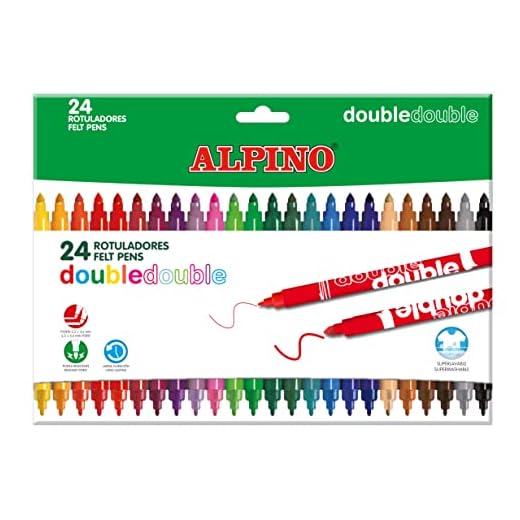 Rotulador alpino double double punta gruesa y punta fina caja de 20+4 colores surtidos