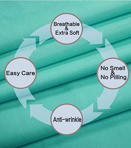 Image of Best Season 4 Piece Bed Sheet Set (Queen Size Turquoise) 1 Flat Sheet,1 Fitted Sheet and 2 Pillow Cases,100% Brushed Microfiber 1800 Luxury Bedding,Deep Pockets,Extra Soft & Fade Resistant