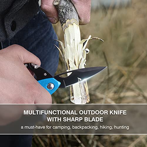 EDC Multitool Carabiner with Knife, Bottle Opener, Window Breaker and Screwdriver, Survival Knives Tools for Men Outdoor Camping (Blue) - Image 4