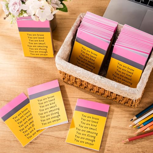 Image of Spakon 48 Pcs Back to School Gifts for Students Bulk Mini Inspirational Notebooks Small Journal Pocket Positive Affirmation Motivational Notepad First Day of School Gifts for Teacher (Yellow)
