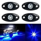Yaeccc 4 Pcs Blue LED Rock Lights LED Neon Underglow Light for Car Truck ATV UTV SUV Boat Waterproof Underbody Glow Trail Rig Lamp