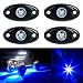 YaeCCC 4pcs LED Rock Light Under Body Glow Trail Rig Lamp Waterproof (Blue) Compatible for JEEP ATV SUV Truck Boat