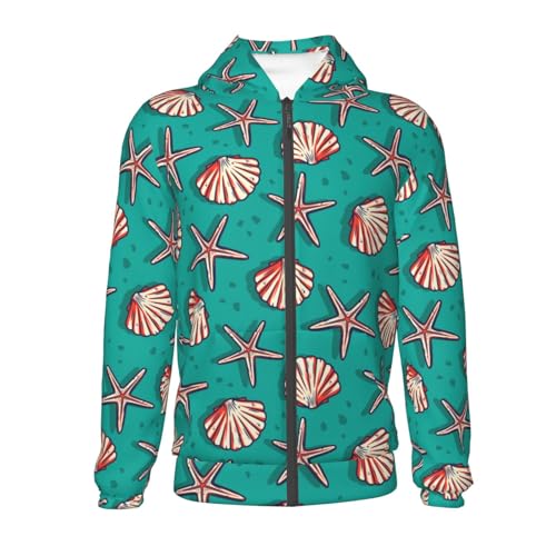 Starfish and Shell Kids Pullover Hoodies Boys Zip Up Sweatshirts Girls Athletic Clothes with Pocket2