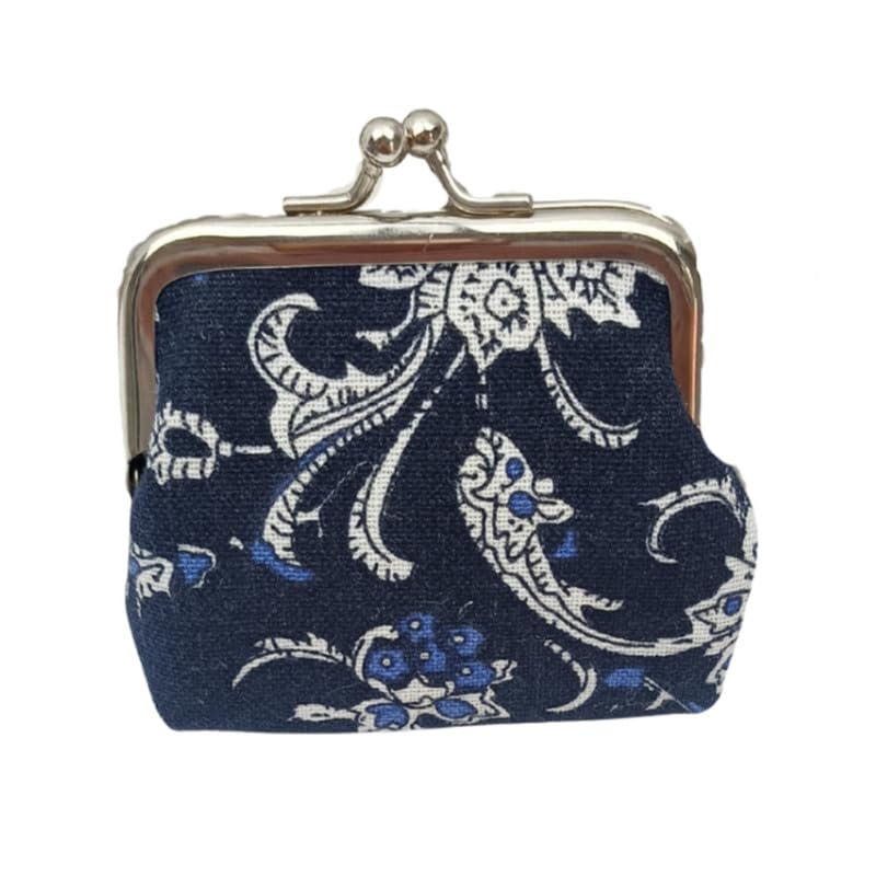 fensir Women’s Cotton Coin Purse Buckle Closure Mini Coin Bag Storage Pouch | Blue-picture-48