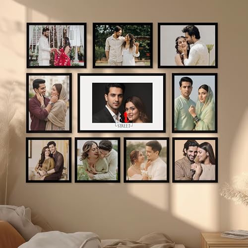 Image of Art Street Photo Frame Set of 10 Black Wall Decor Collage Display Hanging Family Picture Frames Gallery Collection Decor Items Wall Mount Frames Birthday Anniversary, 8x8, 8x12 and 12x16 In