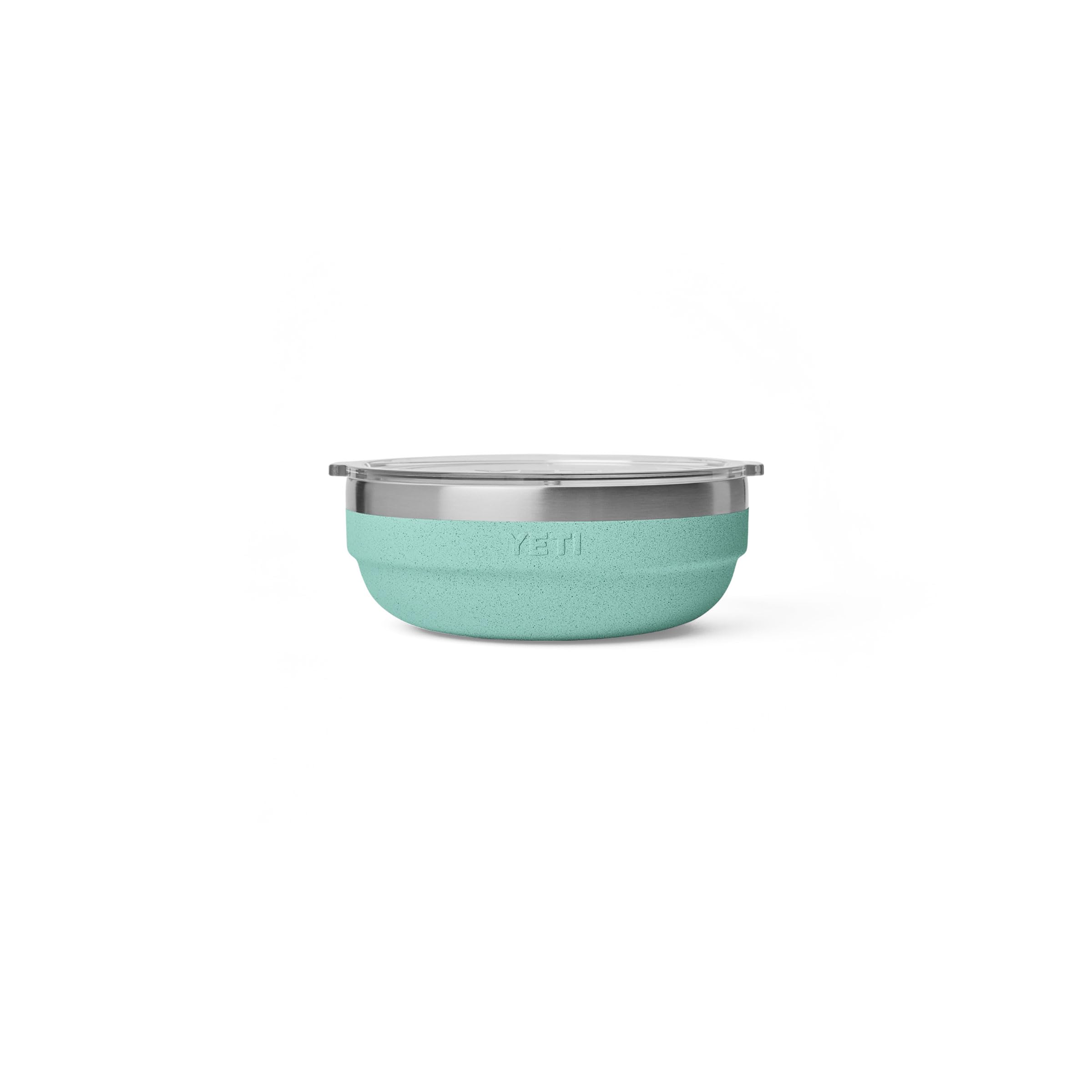 YETI Rambler Low Bowls, Vacuum Insulated, Stackable and Nestable Stainless Steel Bowl with Lid, 0.7 Quart, Sea Stone