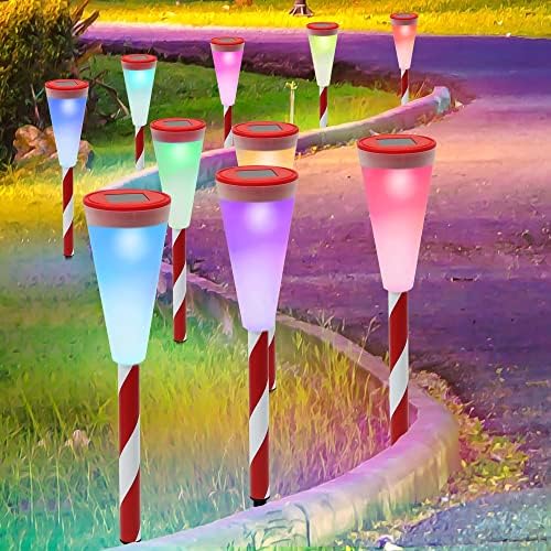 Illuminate Your Holidays with These 5 Must-Have Solar Christmas Lights 5 Dynaming 10 Pack Solar Garden Lights, Solar Powered Outdoor Color Changing Christmas Pathway Markers, Waterproof & Auto On/Off Candy Cane Lights for Xmas Patio Yard Walkway Driveway Decor