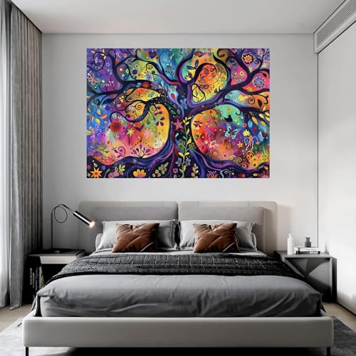 Tableau décoration murale salon avec impression arbre abstrait moderne sur toile