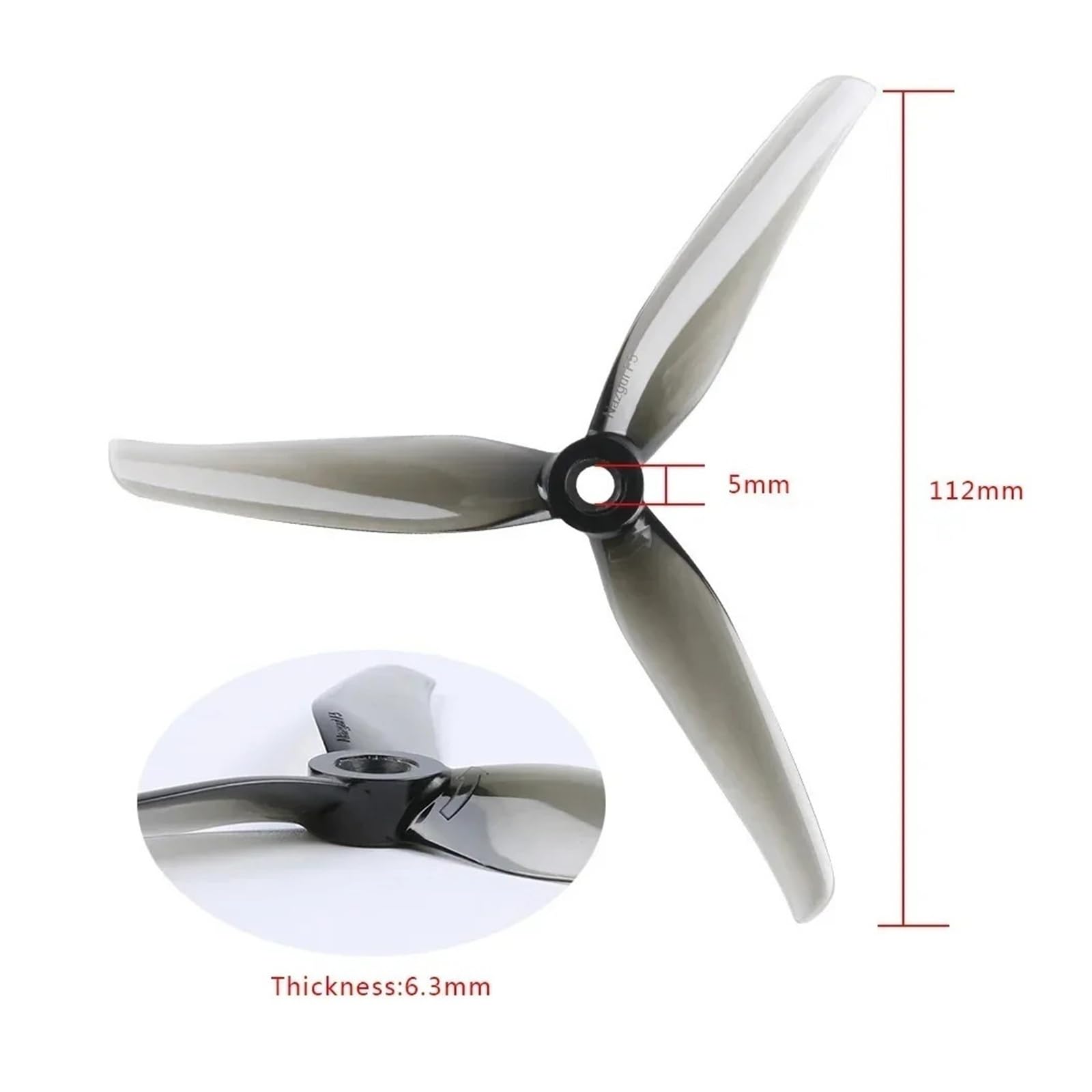 5140 Elica FPV Tri-Blade CW CCW da 12,7 cm, 6 paia per drone da corsa da 12,7 cm (6 paia F5 grigio)