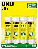UHU Stic - Bâton de colle sans solvants, blanche, lot 4 stics de 40g...