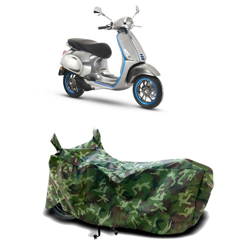 Image of DUFFEL-100% Heat Protection Two Wheeler Bike /Scooty Body Cover for Vespa Elettrica Water Resistance /UV-Rays /Birds Dropping /Scratchproof /Dust Proof /Waterproof[Green Jungle Print]