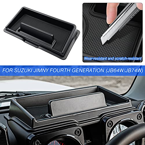 Image of Mixsuper Dash Center Console Organizer for 2019-2023 Suzuki Jimny JB64W JB74W, Dashboard Console Tray Storage Box Phone Stand Black
