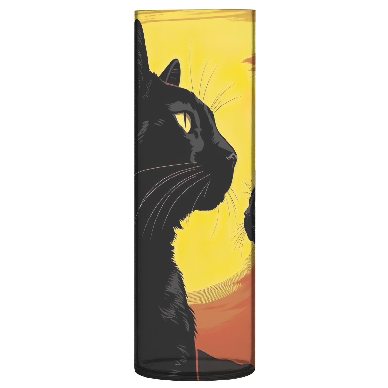 Skyshu Black Cat Plastic Cylinder Flower Vase For Plants Bouquet, 1 Pack Unbreakable Tall Clear Vase For Wedding Centerpieces Home School Office Decor, 11.8 X 3.9 Inch