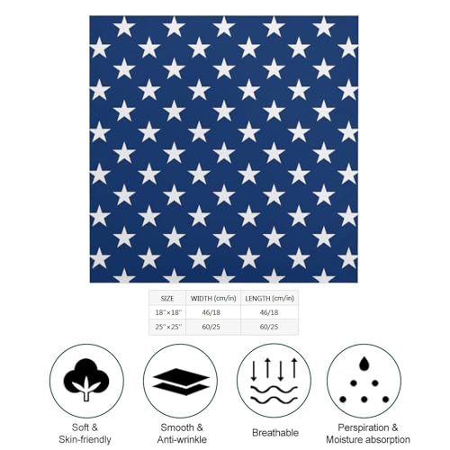 American Flag Navy Blue Stars Fashion Square Neck Scarf Head Kerchief Hair Bandana Headscarf for Women2