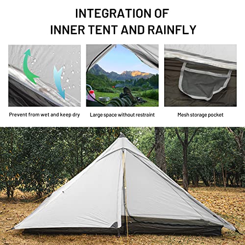 Mier Lanshan Pro Ultra-Light Tents For Camping 1-Person Backpacking Tents One People 3 Season Tent, Grey #TOP3