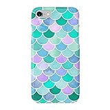 Mermaid Scales iPhone 6 6S Protective Case uCOLOR Mint Green Dual Layer Hard PC + Soft TPU Tough Case for iPhone 6 6S-with Slim Tempered Glass Screen Protector