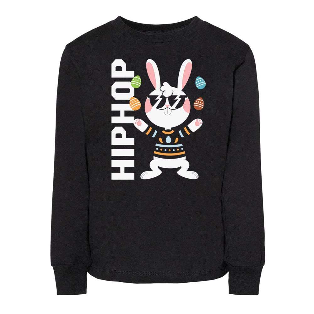 Hip-Hop Bunny Easter Toddler Kids Long Sleeve T-Shirt 5T Black