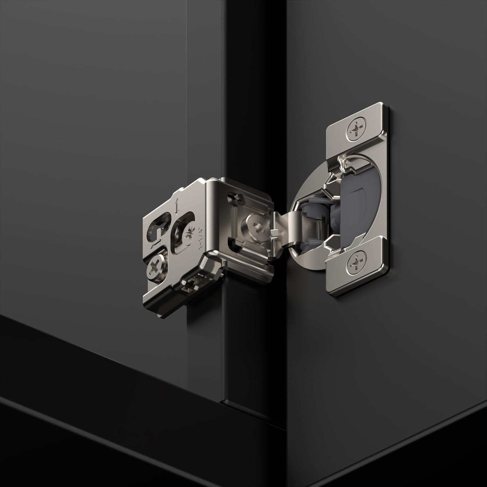 Chibery 60 Stück 3,8 cm Overlay 3D Soft Close Verdecktes Küchenschrankscharnier für Frontrahmentür, vormontierte, einfach zu montierende Dübel, selbstschließend, verstecktes Satin-Nickel, 105° offen
